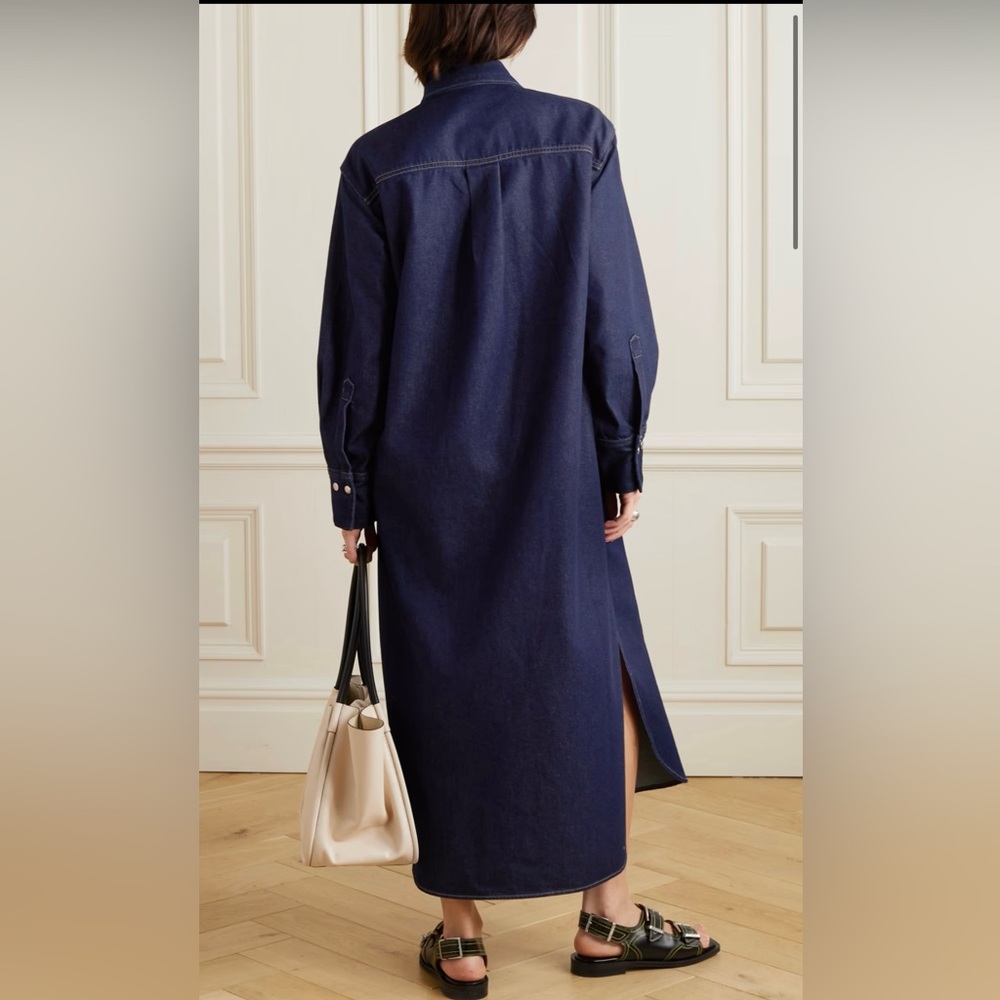 Goldsign Dark Indigo Denim Shirt Dress - Picture 2 of 11